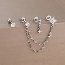 3 đôi hoa tai xỏ khuyên thời trang hình hoa bốn cánh cho nữ, thép không gỉ mạ vàng 18K và dây chuyền đồng, trang sức sang trọng cho ngày lễ tình nhân, mẹ, mẹ, ngày của mẹ, quà tặng - Bộ 3 bông tai - Xem 5