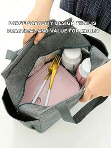 大容量可定制花卉图案午餐包，个性化铝箔保温午餐包，拉链保温午餐盒，实用顶部提手，轻便可折叠，时尚女士手提包，时尚旅行野餐包 - 彩色 - 查看 4