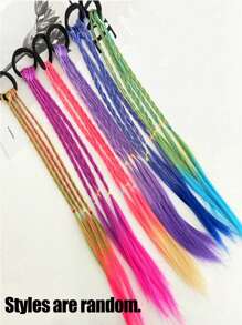 Set de 3 pelucas trenzadas para niños, trenzas degradadas de color, coletas, accesorios para el cabello