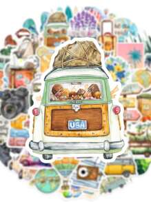 50pcs Outdoor Travel Theme Stickers, Ins Style Fresh, PVC Waterproof Material Gift Box Decoration, Label Stickers, Envelope Seals, Graffiti Stickers, Decorate Guitar, Notebook, Suitcase, DIY Handicraft, Planner Decoration, Back To School Kids Labels School, Travel Scrapbook Stickers, Stickers For Scrapbook, School Stickers, Sticker Travel,Stickers,Travel,Scrapbook Supplies