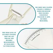 Un calibrador de grasa corporal blanco adecuado para uso fitness, que puede medir con precisión el espesor del pliegue cutáneo y brindar información sobre el porcentaje de grasa corporal. - Blanco - Ver 7