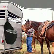 1 件套马饲料袋架、拖车谷物桶袋、马拖车收纳袋、马厩拖车马饲料用品、马饮水桶挂袋、饲料挂袋 - 彩色 - 查看 4