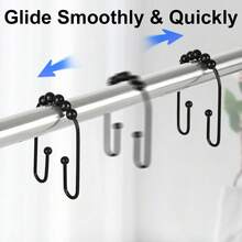 U Shaped Shower Curtain Hooks Rings,12 Pcs Durable Rust Resistant Metal Shower Hooks, Double Glide Smoothly Anti-Drop Shower Rings Shower Curtain Rod,Black - Vàng - Xem 11