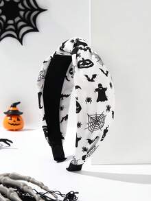 1 件织物万圣节蜘蛛、骷髅、南瓜结宽头带、发带、发箍、恐怖 - 顏色 - 查看 2