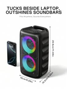 Kinglucky Enceinte sans fil avec caisson de basses, grande enceinte type boombox, enceinte stéréo, caisson de basses, enceinte sans fil pour l'extérieur, lumière de fête disco, TWS/MIC