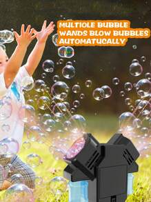 Máquina de burbujas automática de doble cabezal, juguete soplador de burbujas para exteriores con un botón y múltiples agujeros, apta para fiestas/actuaciones (no incluye pilas ni solución de burbujas)