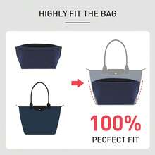 手提包收纳内胆包，多口袋毛毡手提包收纳袋，拉链收纳袋，内衬袋，返校必备 - 藍色 - 查看 4