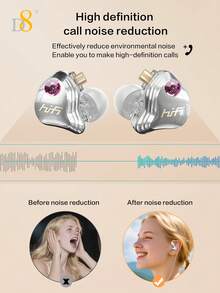 D8 手工棒钻石时尚耳机带线 USB C 耳机有线耳塞，水晶般清晰的声音耳机，HiFi 入耳式耳机 - 带麦克风的隔音耳塞 - 清晰的声音，深沉的低音和舒适的佩戴耳机
