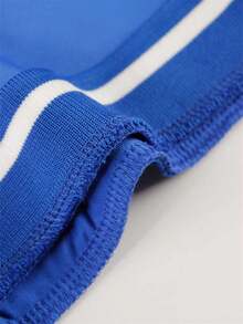 女士夏季街头风无袖V领露背连体裤 - 藍色 - 查看 4