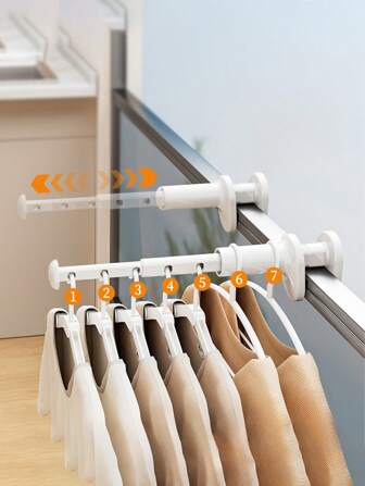 5钩旅行晾衣架，便携式折叠晾衣架，适用于酒店室内，无需钻孔，可伸缩晾衣架