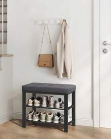 SONGMICS Shoe Changing Stool - Grey - View 2