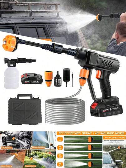 [Pistola de alta pressão] Ferramentas para lavagem de carros ao ar livre - Pistola de água de alta pressão, pistola de lavagem de carros portátil, pistola de espuma de alta pressão de aço inoxidável, com conexão rápida para mangueira e bico - para limpeza ao ar livre, de bicicletas e outros veículos