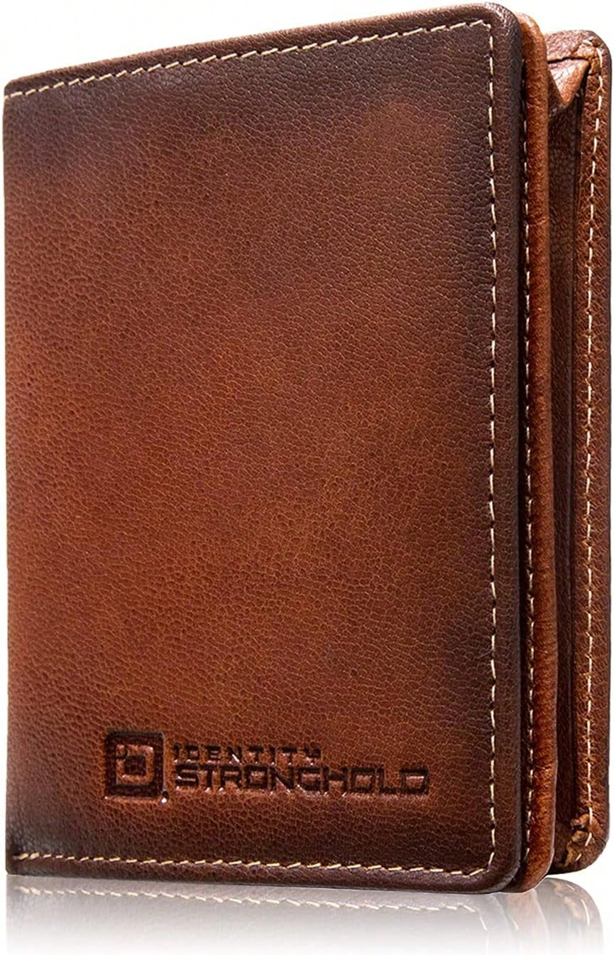 Billetera - Cartera bifold con bloqueo RFID para hombres con cierre magnético - Marrón - Marrón Chocolate - Ver 1
