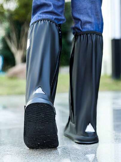 Cubrecalzado negro, diseño deportivo y elegante, cubrecalzado grueso, impermeable y resistente a la lluvia, para motociclismo al aire libre, botas de lluvia altas antideslizantes, para pesca, ocio, senderismo, cubrecalzado impermeable de caña alta, reutilizable y fácil de limpiar, plegable para un transporte cómodo, aislamiento, Galentines, cachorro, carnaval, decoraciones de fiesta, selecciones de primavera y verano, regalos para damas de honor, habitación, decoración de dormitorio, playa, viaje, para hombres, para mujeres, vacaciones, cosas lindas