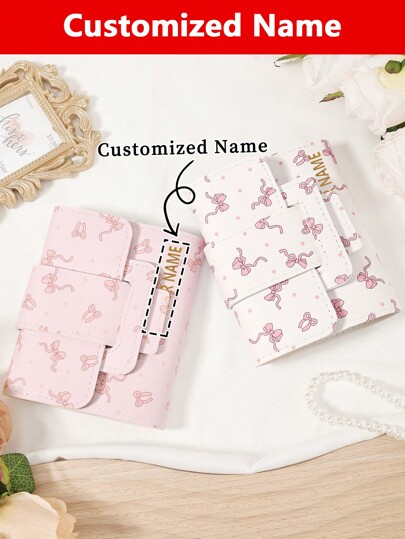 1 pieza Cartera personalizada con nombre, Titular de tarjeta con diseño de nombre personalizado, Monedero con firma personalizada, Titular de tarjeta personalizado con imagen, Billetera pequeña de moda con bolsillo para monedas, Billetera pequeña de mujer plegable en tres partes, Billetera retro estampada de mujer con múltiples ranuras para tarjetas y ventana de identificación