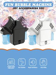 Máquina de burbujas automática de doble cabezal, juguete soplador de burbujas para exteriores con un botón y múltiples agujeros, apta para fiestas/actuaciones (no incluye pilas ni solución de burbujas)