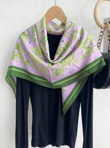 1 pièce Écharpe carrée élégante imprimée mode 90 cm pour femme, idéale pour les sorties décontractées et à la mode en ville, comme foulard, bandeau, châle coupe-vent et protection solaire, idéale pour accessoiriser votre style.