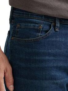 Jeans de talla regular con cintura cómoda y elástica para hombres - Morado - Ver 8