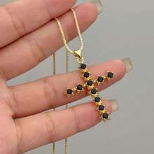 Collana con pendente a croce nera, stile gotico punk, placcata in rame con CZ, gioiello religioso personalizzato per donne, adatto per uso quotidiano o come regalo per festival
