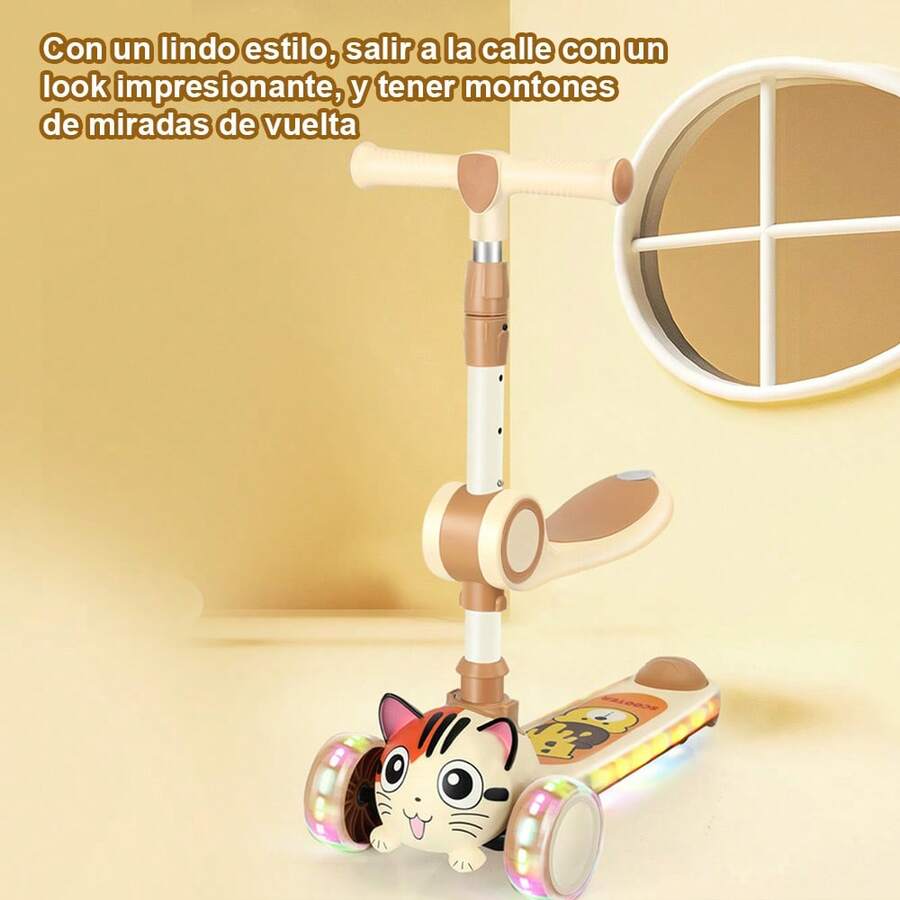 Scooter de diseño de dibujos animados, coche giratorio, coche oscilante, plegable con un solo botón