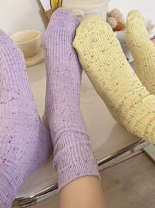 4 Paar einfarbige, lässige, atmungsaktive, modische Wadensocken für Damen, kurze Damensocken und -strümpfe – Merrald Mid-Calf Socks