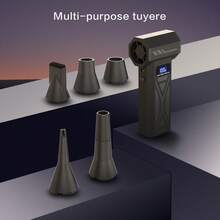 Soplador de aire turbo huracán de 160,000 RPM, soplador eléctrico inalámbrico con presión de viento de 160g, motor sin escobillas de 4 velocidades ajustables, batería recargable de 4000mAh, kit de luz LED y boquillas múltiples para limpieza de computadoras/autos