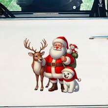 Adesivo per auto di Babbo Natale e renne, finitura opaca, impermeabile, rimovibile, autoadesivo, facile da applicare e staccare, decorazione natalizia rimovibile per auto e pareti - decorazione natalizia usa e getta, decorazione per feste di Natale | Adesivo da parete natalizio cartoonesco, adesivo da parete, adesivo, decorazione per la casa, decorazione per la stanza