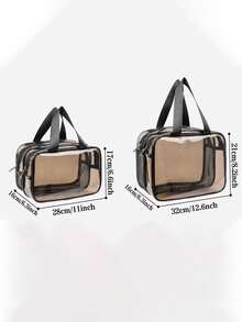 1 Bolsa de artículos de tocador de doble capa transparente, con separación de seco y húmedo, bolsa de maquillaje para niñas, bolsa de almacenamiento multifuncional, impermeable y a prueba de humedad, portátil, bolsa de cosméticos, conveniente para viajes, útiles escolares y de vuelta a la escuela