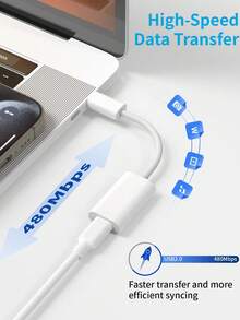 1pc USB-C To Lightning Adapter, 60W PD Fast Charging Converter, Compatible With IPhone 17/16/15 Series, S25/S24/S23/S22/S21 Ultra Plus Series, Series - White - View 5