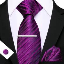 Cravate florale violette royale pour hommes, ensemble de cravate de luxe en soie jacquard avec mouchoir pour mariage et soirée