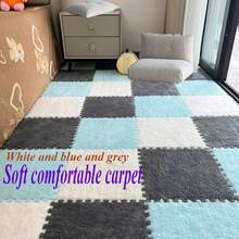 24pc Inspired Interlocking Carpet Pads, Easy To Clean, Square Pattern, Non-Slip EVA Backing, Protective Floor Tiles, Exercise Mat, For Bedroom, Living Room, Game Room, Rental Transformation, And Balconyn. - 彩色 - 查看 11