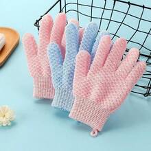 2 件去角质沐浴手套，双面擦洗手套，强力清洁刷，男女通用去角质清洁沐浴手套