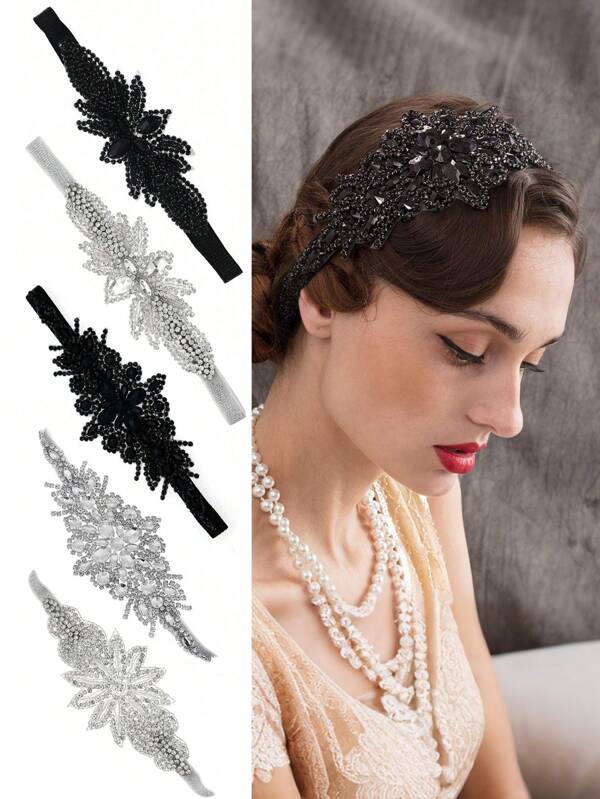 1 pieza Diadema con strass estilo flapper de los años 20 - Accesorio para el cabello de la época del Gran Gatsby para mujeres en Halloween