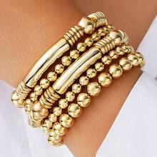 Niche Creative Design Sense Elegant Beaded Bracelet Set Sweet Cool Layered Jewelry - Vàng - Xem 3