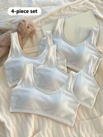 青少年女孩 U 领吊带背心，无缝支撑，中学生运动胸罩，短款上衣