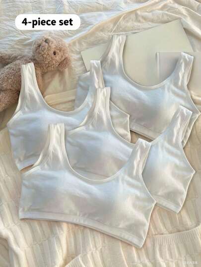 U-Neck Camisole For Teen Girls, Seamless Supportive , Middle School Student Sports Bra, Short Crop Top