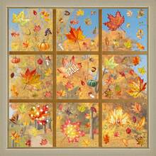 107pcs Stiker Jendela Musim Gugur Thanksgiving - Daun Maple dan Kerucut Pinus Lukisan Minyak Stiker Jendela untuk Dekorasi Rumah Kaca Musim Gugur dan Dekorasi Thanksgiving - MultiWarna - View 6
