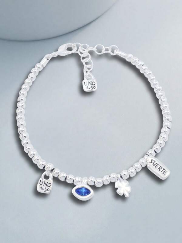1pc Luxury Romantic Silver Plated Pearl Bead Bracelet With Eye Crystal Lucky Charm Element, Suitable For Women, Ideal For Valentine's Day, Birthday, Graduation Gift