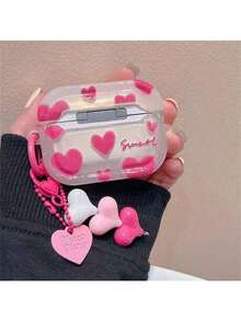 Heart-Shaped Protective Case Compatible With Airpod 2nd Generation Wireless Bluetooth Headphones, Pink Heart-Shaped Soft Shell Compatible With Airpod Pro, Airpod 3, Airpod Pro 2/Airpod 4 - Multicolor - View 4