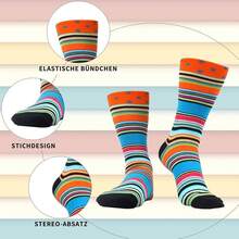 Men's Funny Novelty Crazy Pattern Dress Socks For Gifts - Red-orange/Blue/Multicolor Geometric-5m - View 5