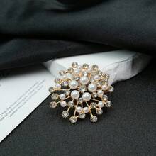 闪亮复古锌合金雪花胸针，镂空花胸饰，时尚优雅女士西装、毛衣、外套金属配件学校办公室配件衬衫夹克珠宝圣诞节万圣节 - 彩色 - 查看 1