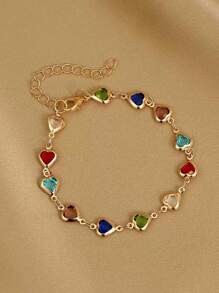 1 Peça Pulseira Colorida com Formato de Coração, Adequada para Uso Diário e Feriados de Mulheres, Cor do Coração Aleatória