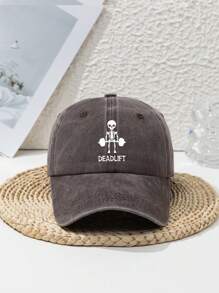 1 Stück Herren süße kleine Totenkopf Hanteln Design verstellbare vintage zerstörte Outdoor Sport Baseball Kappe, geeignet für den täglichen Gebrauch, Frühling/Sommer/Herbst/Winter