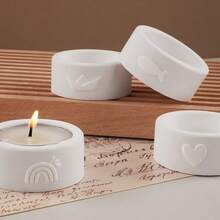 DIY手工石膏水泥花朵香薰蜡烛杯烛台圆柱形简约心形镜面硅胶模具 - 矽膠模具 - 查看 4