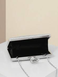 1 pezzo Borsa elegante da sera da donna con chiusura in metallo rotonda impreziosita da strass e diamanti, Borsetta compatta di forma quadrata con paillettes, adatta per cocktail festa, matrimoni e balli