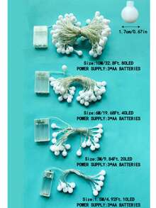 1 dây đèn LED hình quả bóng, chạy bằng pin, thích hợp để trang trí nhà cửa, phòng ngủ, ban công, lều cắm trại, đám cưới - Nhiều màu - Xem 12
