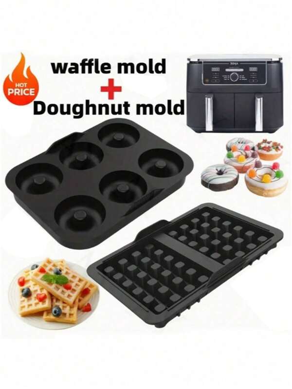 2 Stück/1 Stück kompakte Größe/2 Stück Backen Waffel Donut Formen aus Antihaft-Silikon, wiederverwendbar für AF400EU AF451EU SL400EU AF500DE Modelle und viele andere Heißluftfritteuse Zubehörteile für Backofen