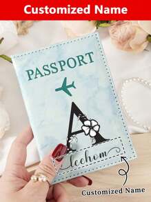 1pc Custom Signature Wallet,Personalized Signature Design Wallet,Custom Signature Wallet,Personalized Wallet With Signature,Custom Signature Wallet,1 Solid Color Travel Passport Clip PU Leather Passport Cover With Embossed Letters, Business Travel Document Organizer, Essential Travel Handbag