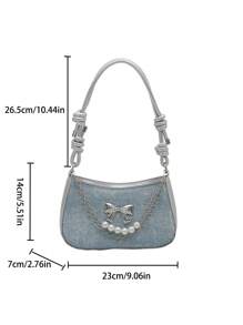 Bolso con hebilla decorativa y correa para el hombro con cadena, conjunto de bolso cruzado pequeño/mediano y billetera, bolso hobo de moda callejera adecuado para compras, citas, regalo para adolescentes, estudiantes universitarias, trabajo, negocio, ir y venir