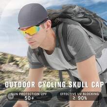 Skull Cap Helmet Liners Men- Soft Elastic Cycling Cap Motorcycle Skull Cap Beanie Wicking Cap Running Hats - Black+grey+blue - 查看 10